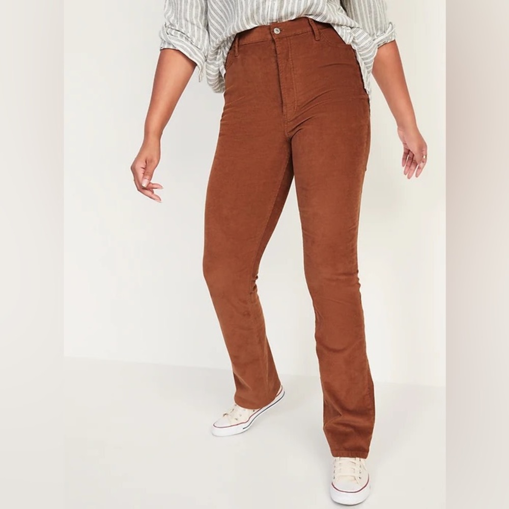 Old Navy Extra High-Waisted Button-Fly Kicker Boot-Cut Corduroy Pants Size 16